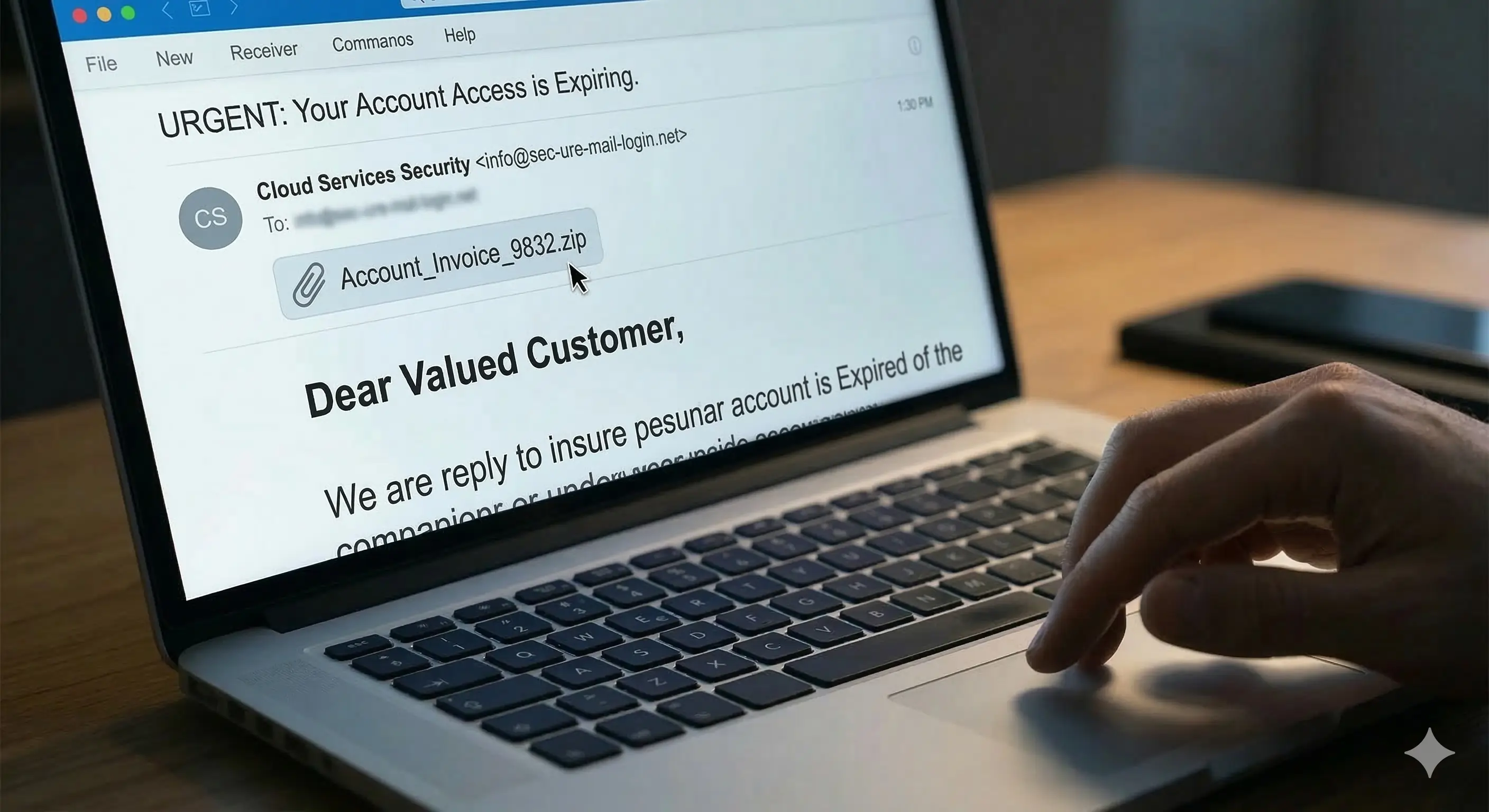 Phishing email with Unexpected Attachments